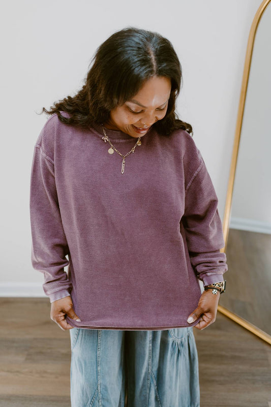 The Essential Luxe Corded Crew | Italian Plum