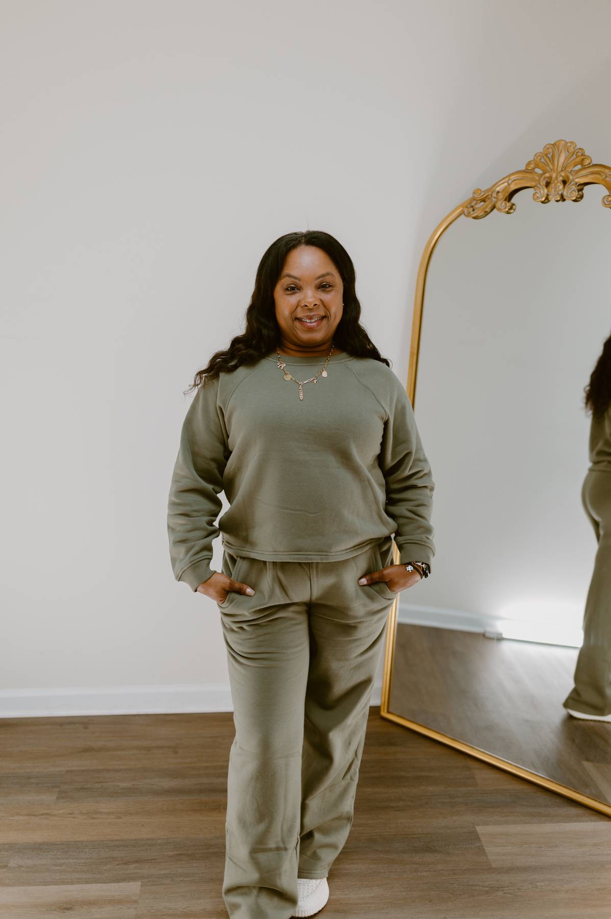 Essential Cozy Wide-Leg Lounge Set | Olive