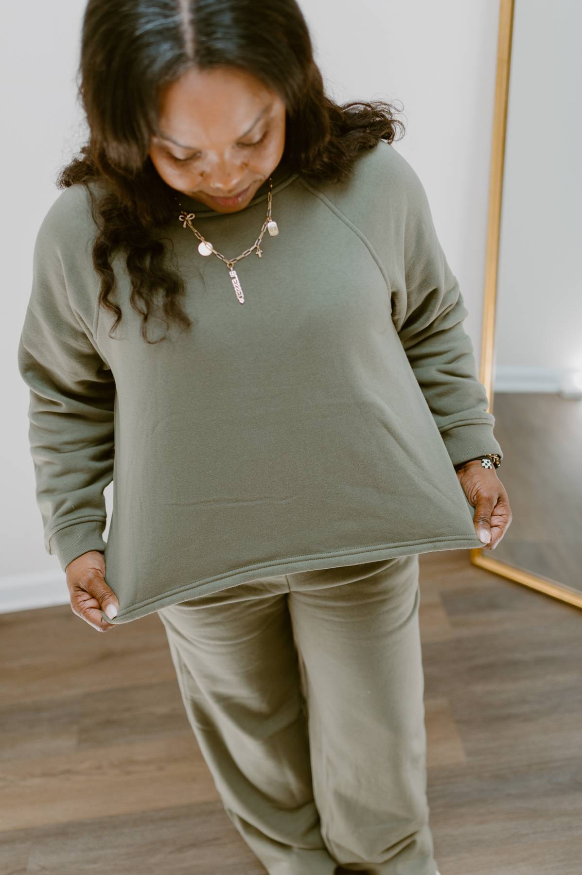 Essential Cozy Wide-Leg Lounge Set | Olive