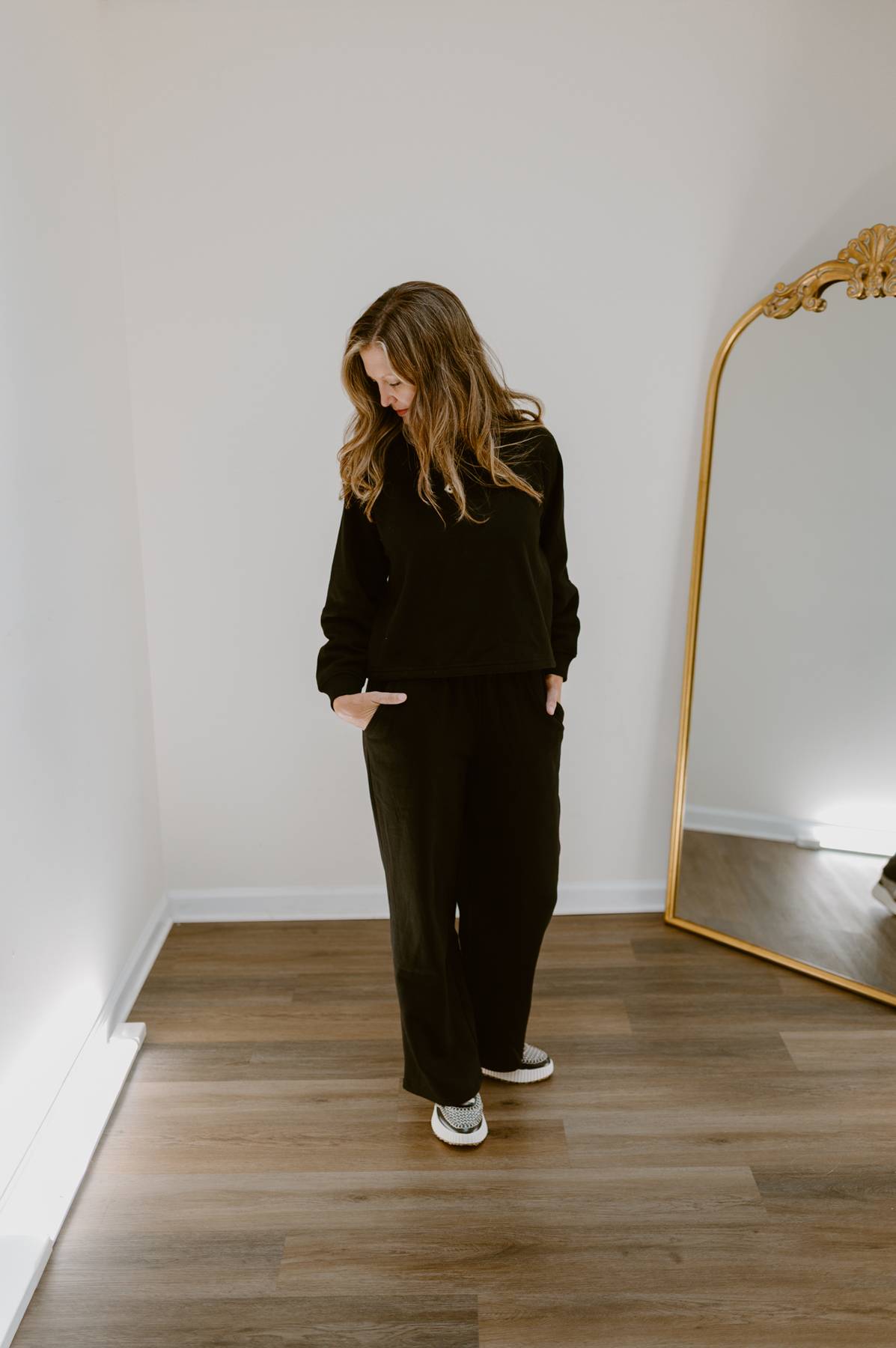 Essential Cozy Wide-Leg Lounge Set | Black