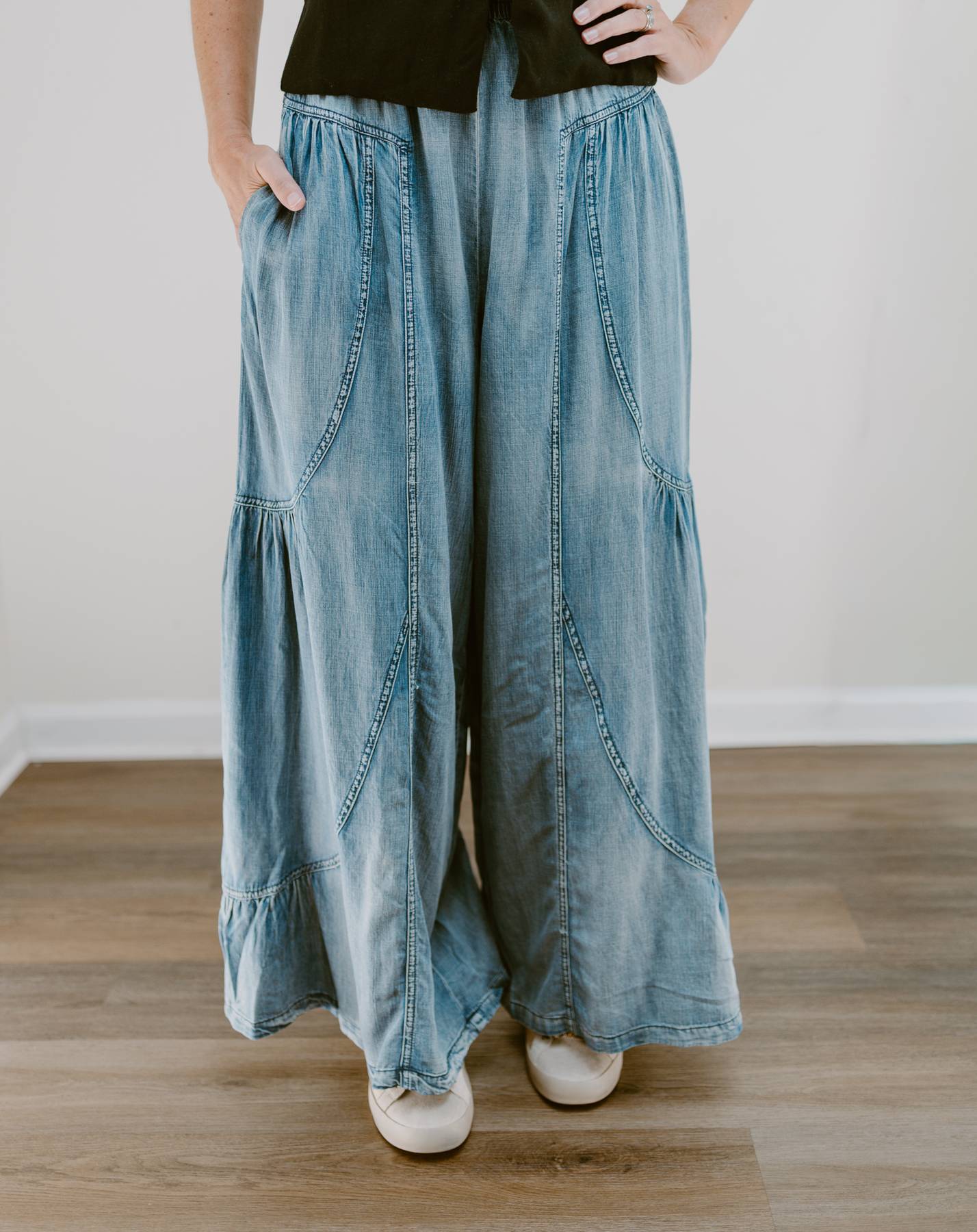 Wanderwell Chambray Wide Leg Pants
