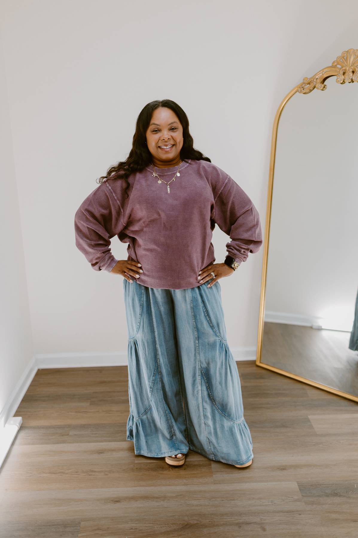 Wanderwell Chambray Wide Leg Pants