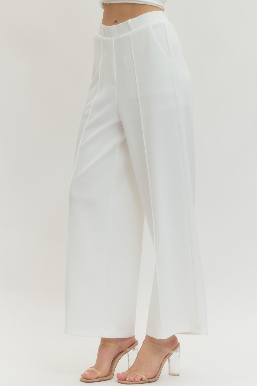 The First Class Wide Leg Pant | White