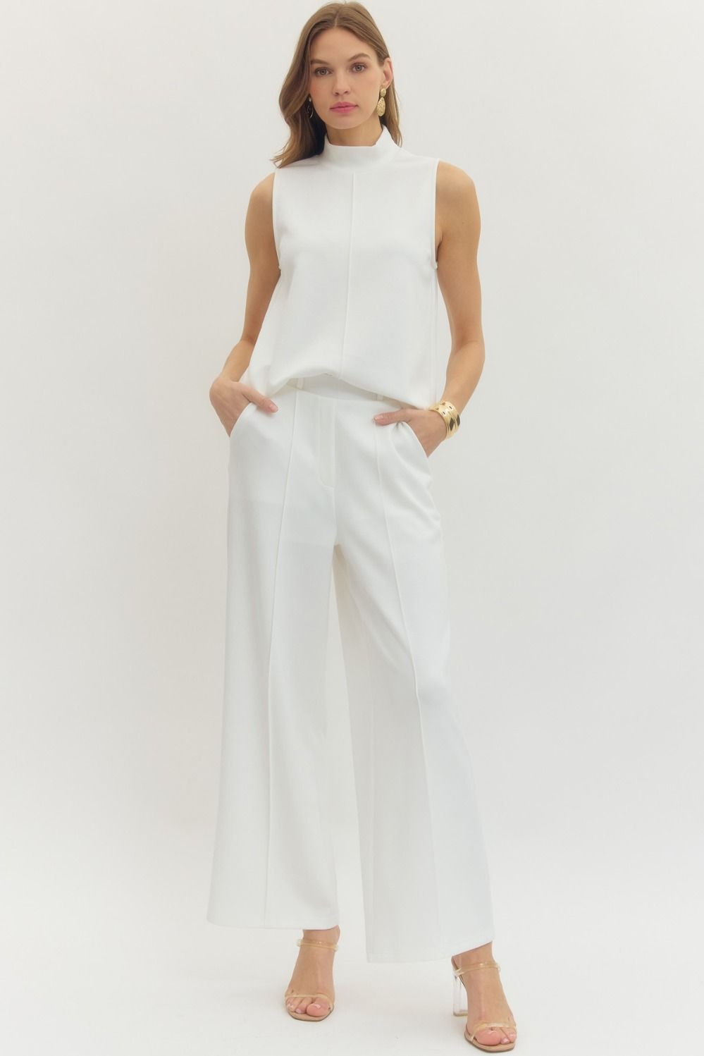 The First Class Wide Leg Pant | White