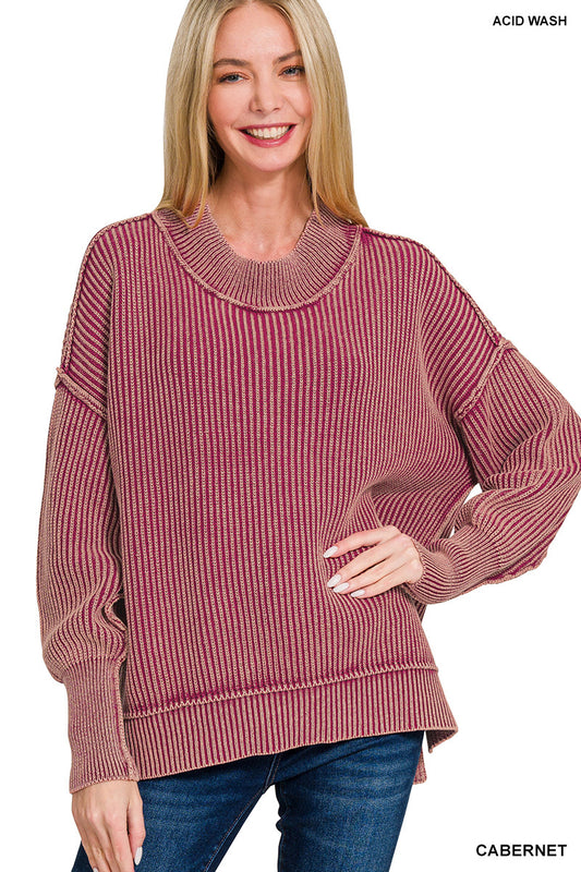 The Vineyard Ridge Sweater | Cabernet (Acid Wash)