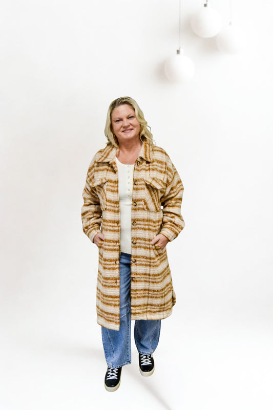 The Sierra Longline Plaid Shacket Coat