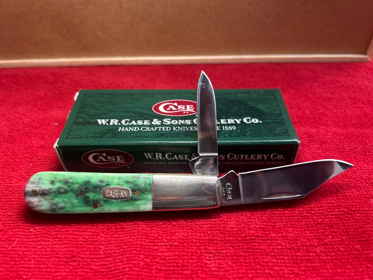 1997 CASE XX Barlow Knife - 2 Blade - Pattern 62009 1/2 - Green Appaloosa Bone!
