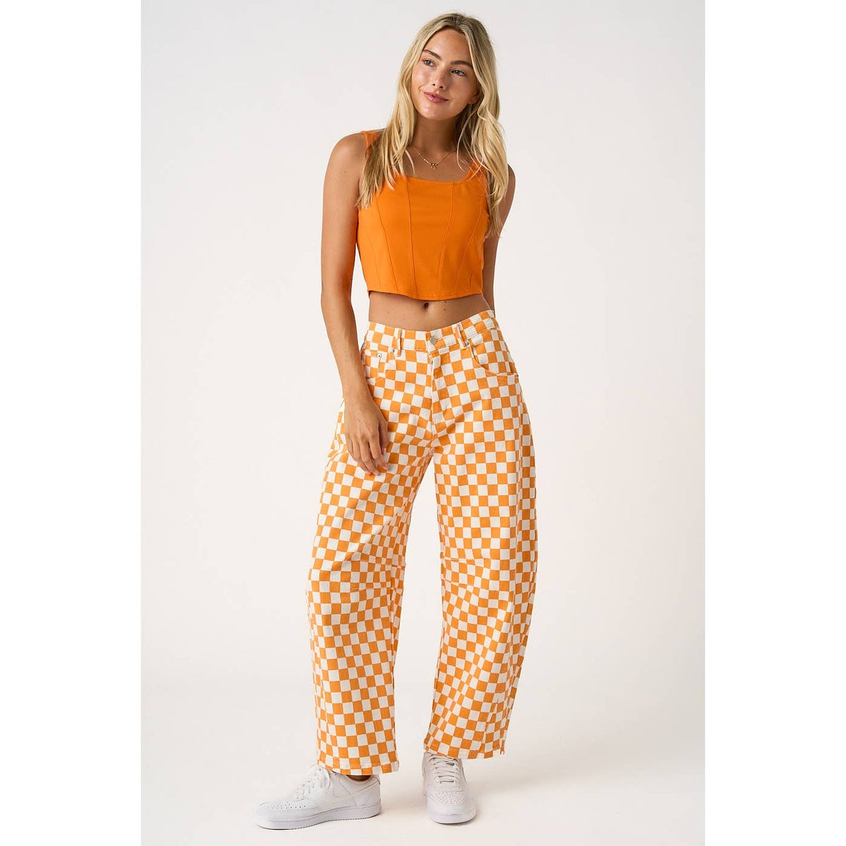 The Checkerboard Edit Barrel Jeans