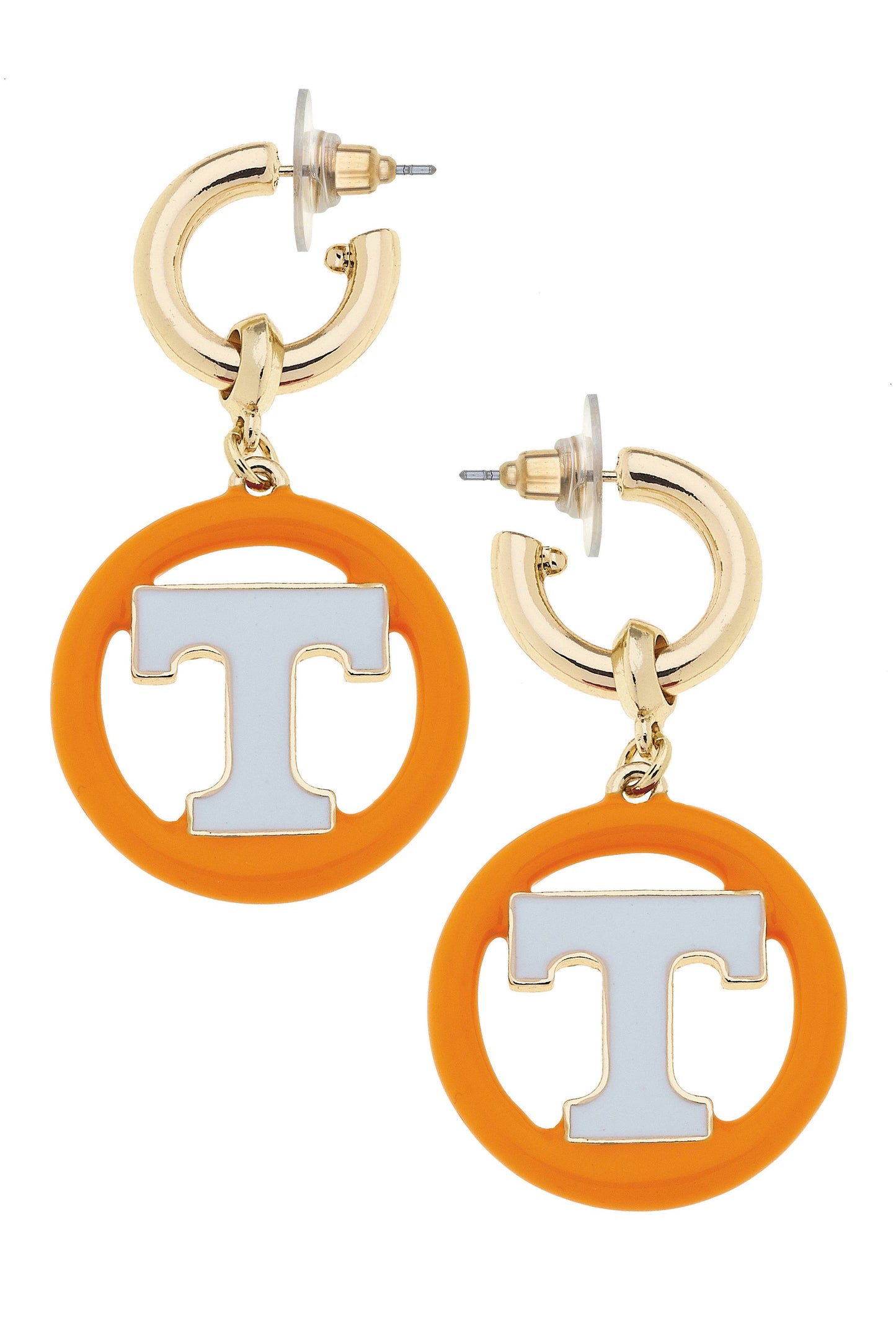 Tennessee Vols Logo Medallion Drop Hoop Earrings