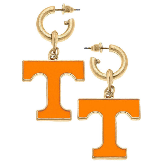 Tennessee Volunteers Enamel Drop Hoop Earrings in Orange