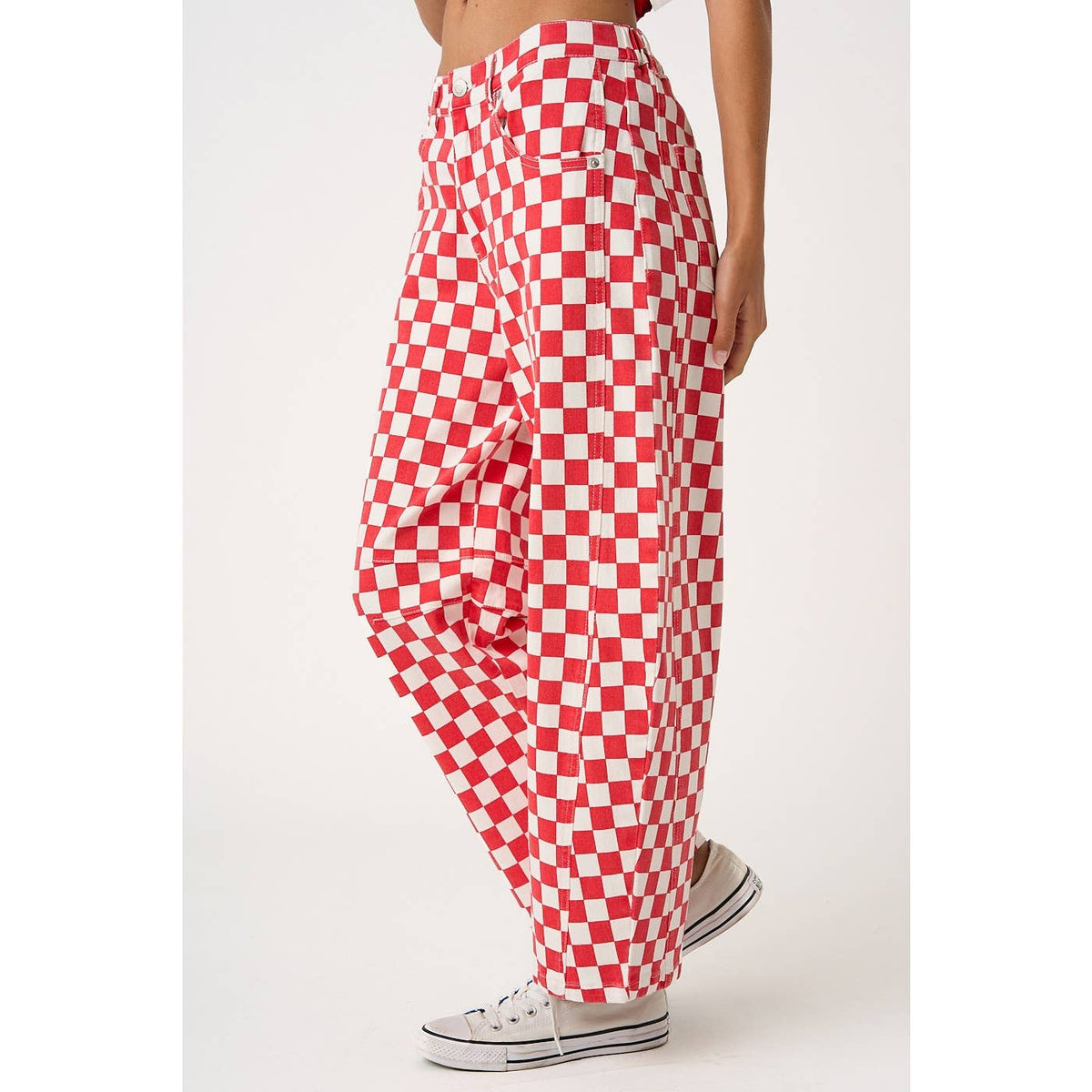 The Checkerboard Edit Barrel Jeans