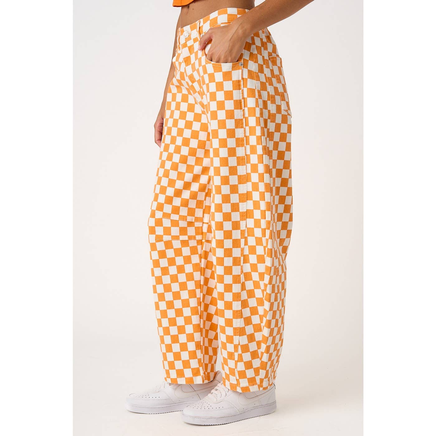 The Checkerboard Edit Barrel Jeans