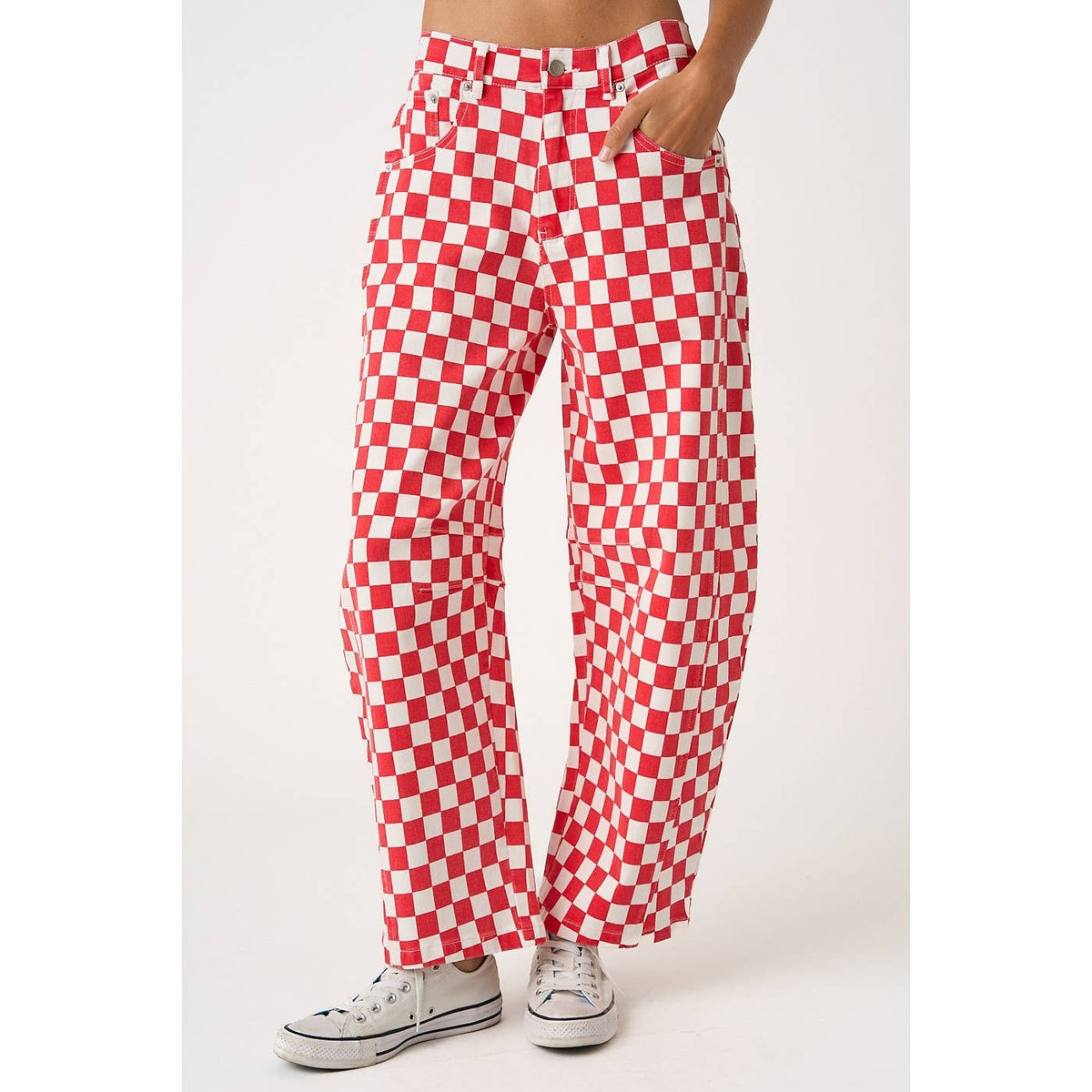 The Checkerboard Edit Barrel Jeans