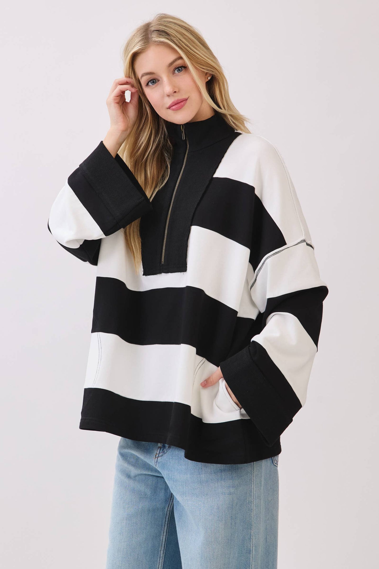 The Sideline Stripe Quarter-Zip Pullover