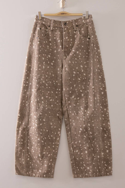 Speckled Drift Barrel Jeans | Mocha