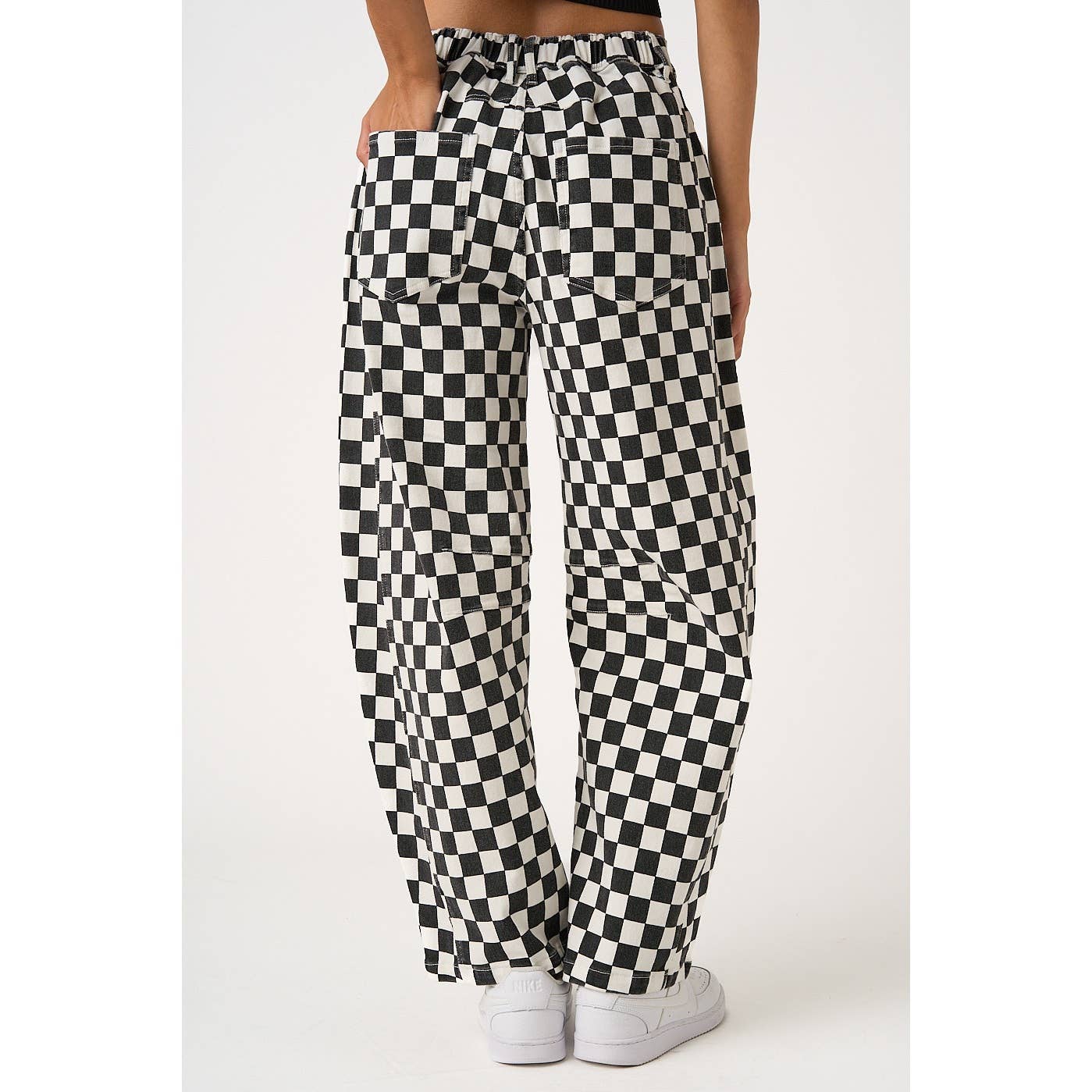 The Checkerboard Edit Barrel Jeans