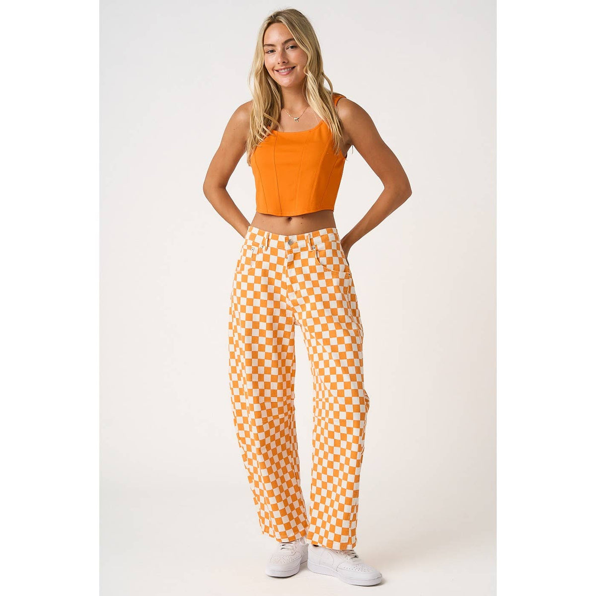 The Checkerboard Edit Barrel Jeans
